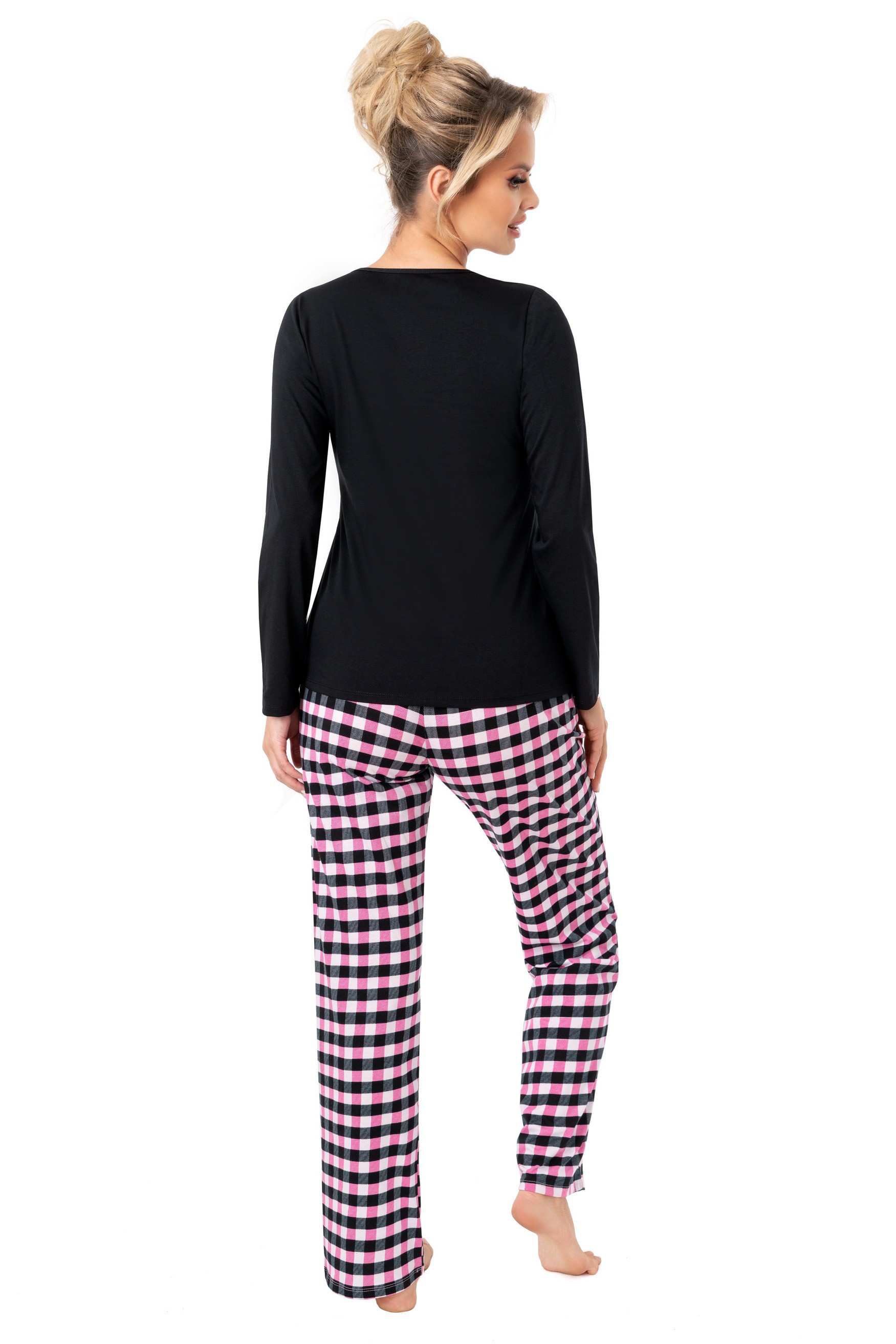 Piżama bawełniana w kratę - Sleep long black zdjęcie 2