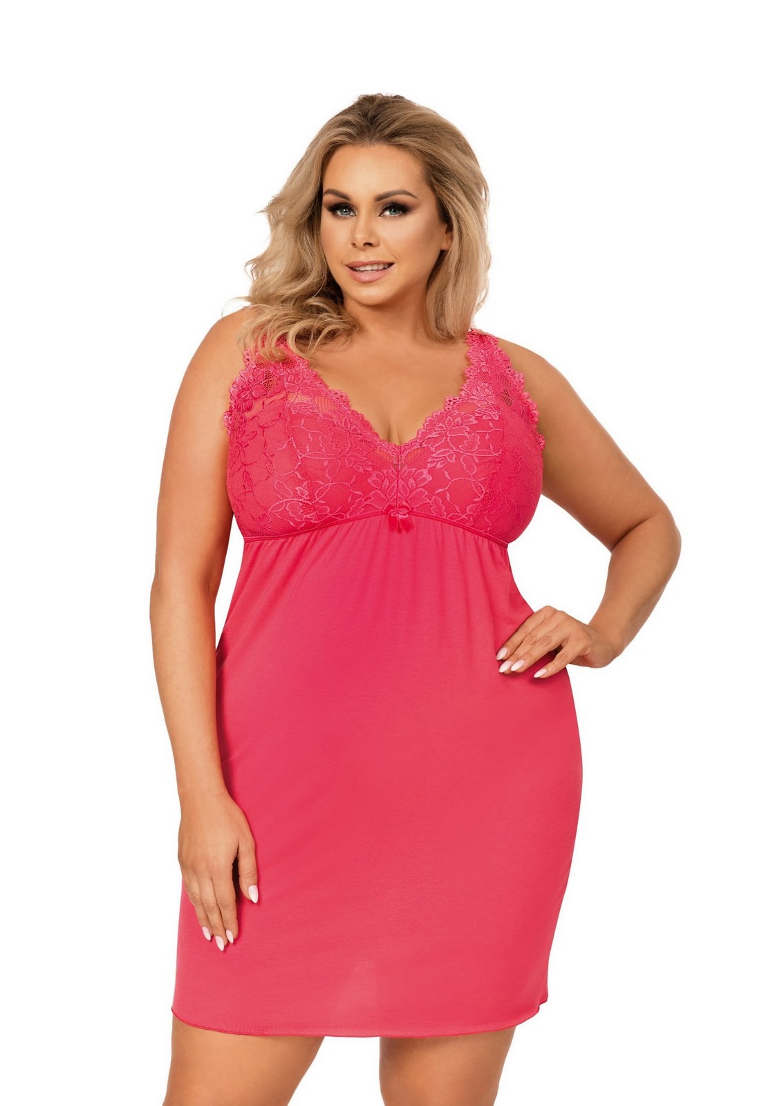 Lucia koralowa plus size - koszulka nocna zdjęcie 1
