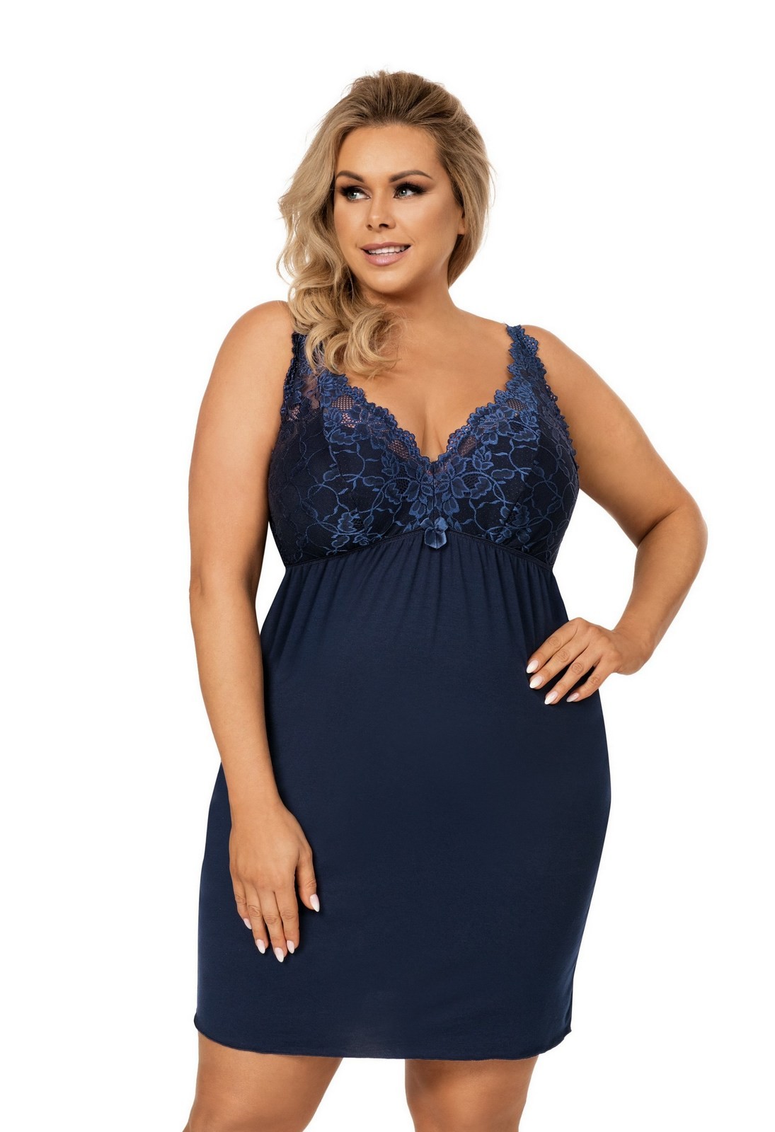 Lucia granatowa plus size - koszulka nocna zdjęcie 1
