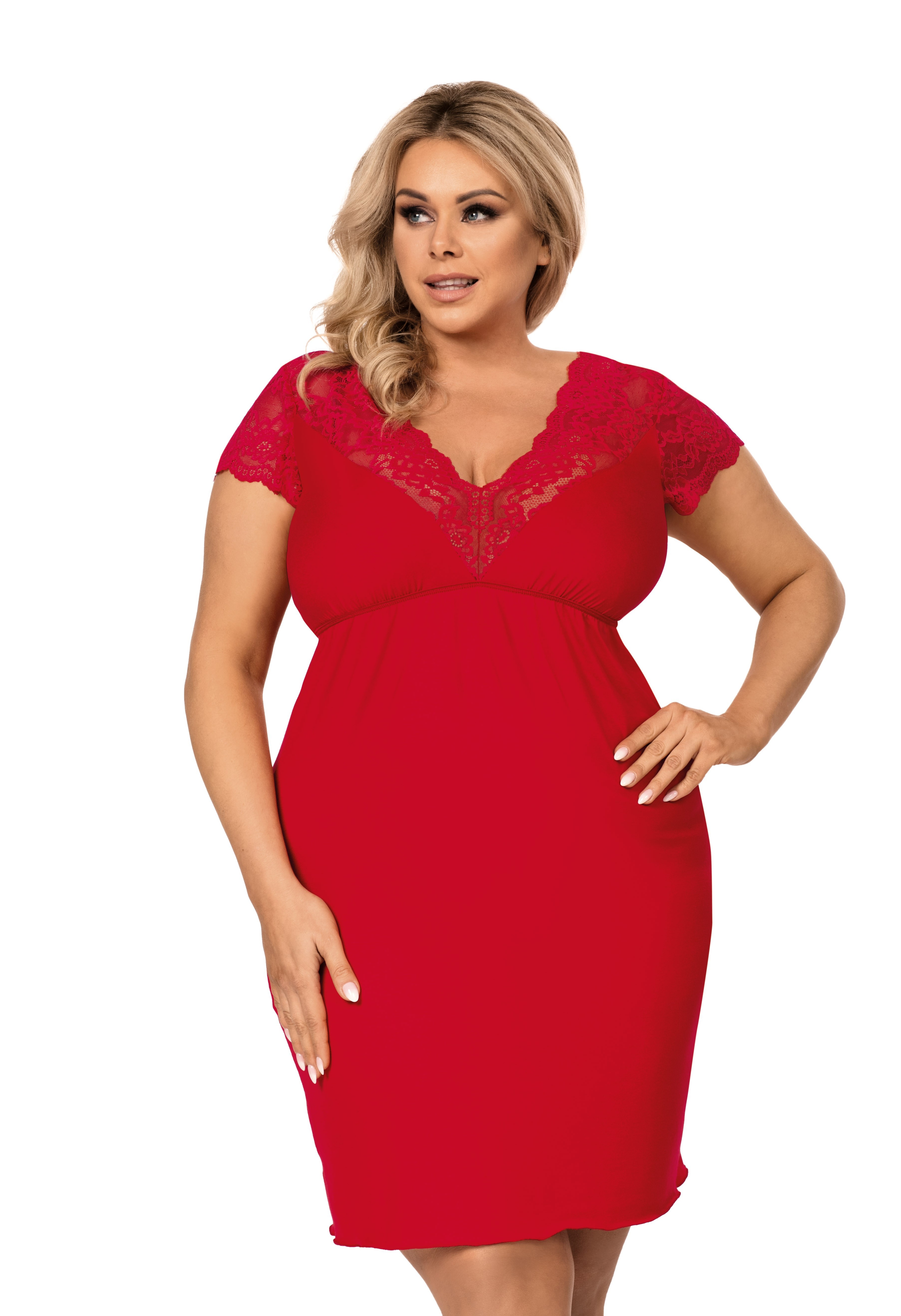 Tess czerwona plus size - koszulka nocna zdjęcie 1