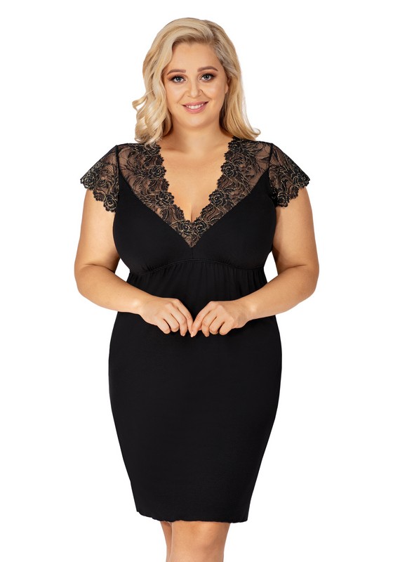 Sharon czarna plus size - koszulka nocna zdjęcie 1