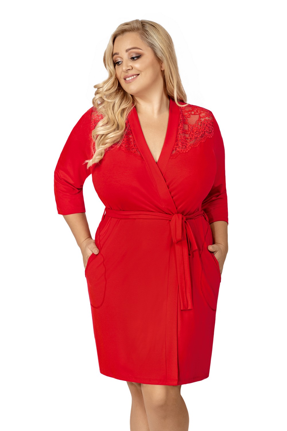 Tess czerwony - szlafrok plus size zdjęcie 1