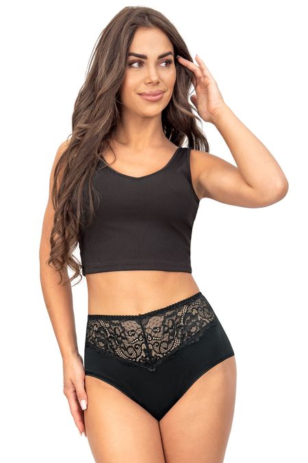 Figi bawełniane pełne, wysoki stan - 243 czarne