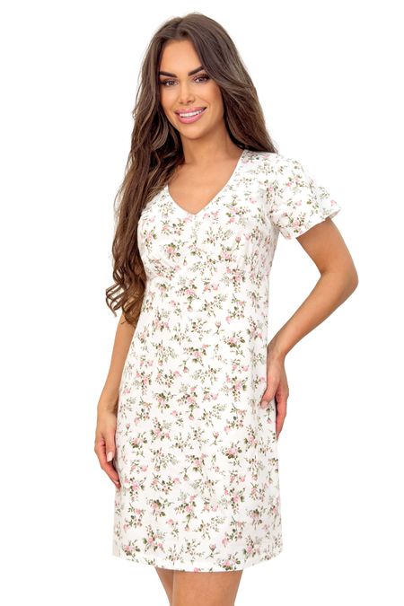 Koszula nocna bawełniana w kwiaty - Emilia