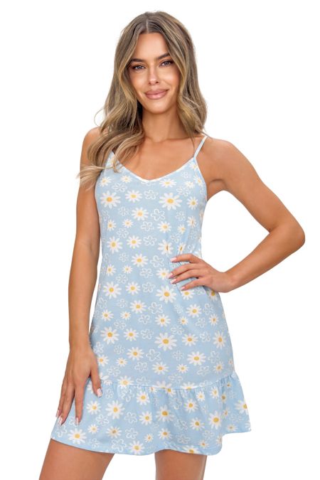 Błękitna koszula nocna bawełniana - Margaret