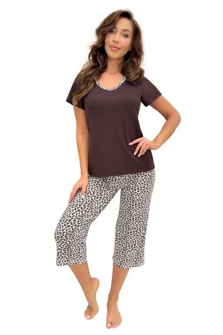 Piżama damska brązowa - Zoya 3/4