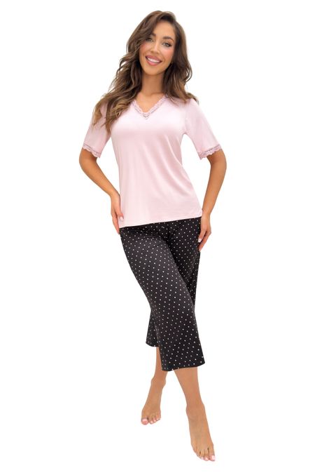 Piżama damska w kropki z wiskozy - Pati 3/4