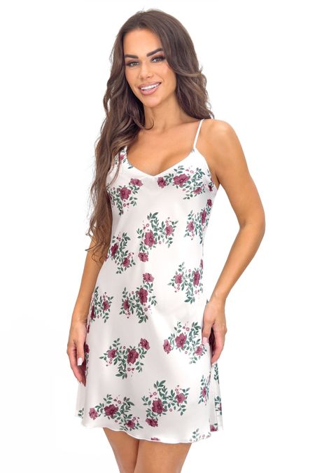 Koszula satynowa damska w kwiaty - Julia