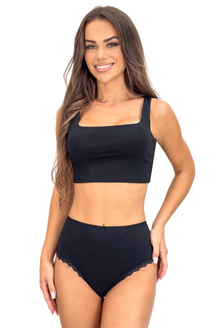 Figi bawełniane damskie pełne - 251 czarne