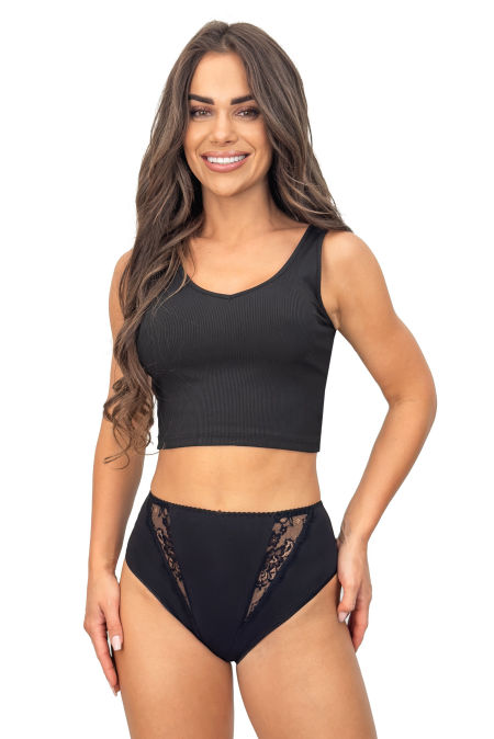 Bawełniane figi z wysokim stanem pełne - 238 czarne