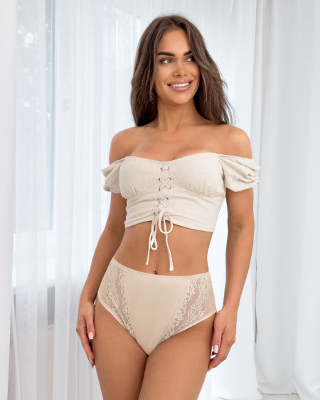 Majtki beżowe wysoki stan - 228 beżowe