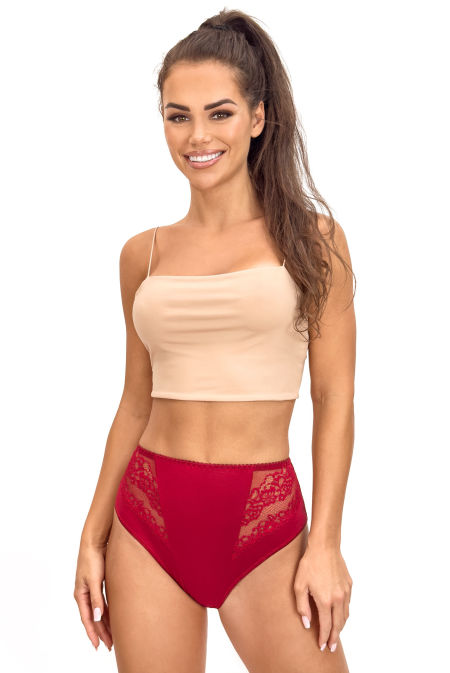 Komfortowe figi z wysokim stanem 213 - bordowe